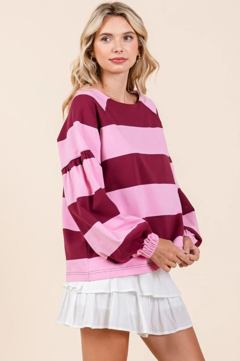 Mittoshop Striped Snap Shoulder Long Sleeve T-Shirt - Brittney MADE