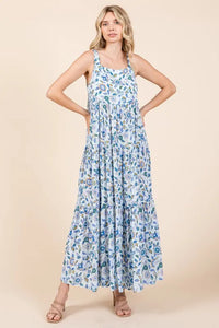 Mittoshop Flower Print Tiered Sleeveless Empire Maxi Dress - Brittney MADE