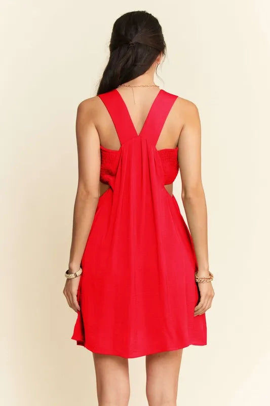 Davi & Dani Washed Satin Cutout Skirt Bandeau Mini Dress - Brittney MADE