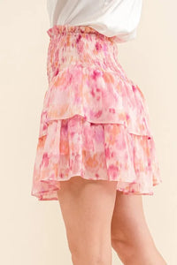 And The Why Printed Lurex Smocked Waist Tiered Skort - Brittney MADE