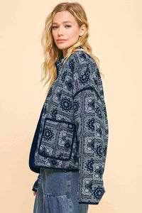 Davi & Dani Vintage Print Open Front Jacket with Pockets - Brittney MADE