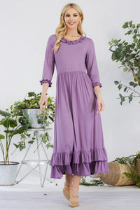 Celeste Full Size Layered Ruffle Hem Dress with Pockets - Brittney MADE