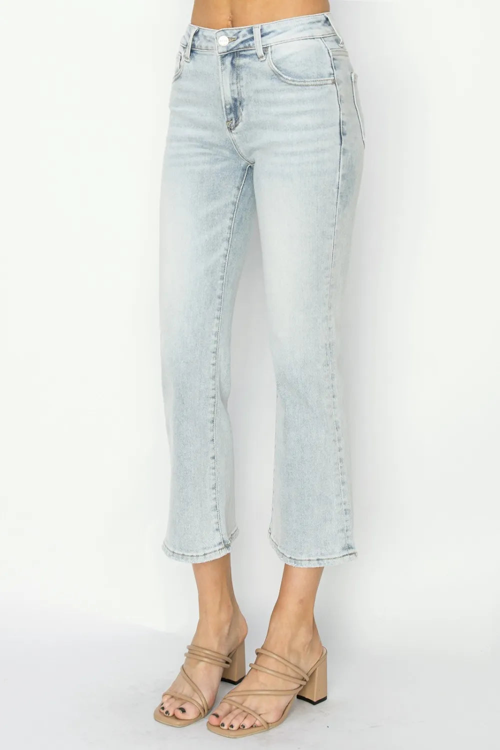 RISEN Full Size Mid Rise Cropped Flare Jeans - Brittney MADE