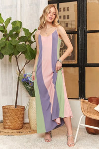 ADORA Color Block Sleeveless Maxi Cami Dress - Brittney MADE