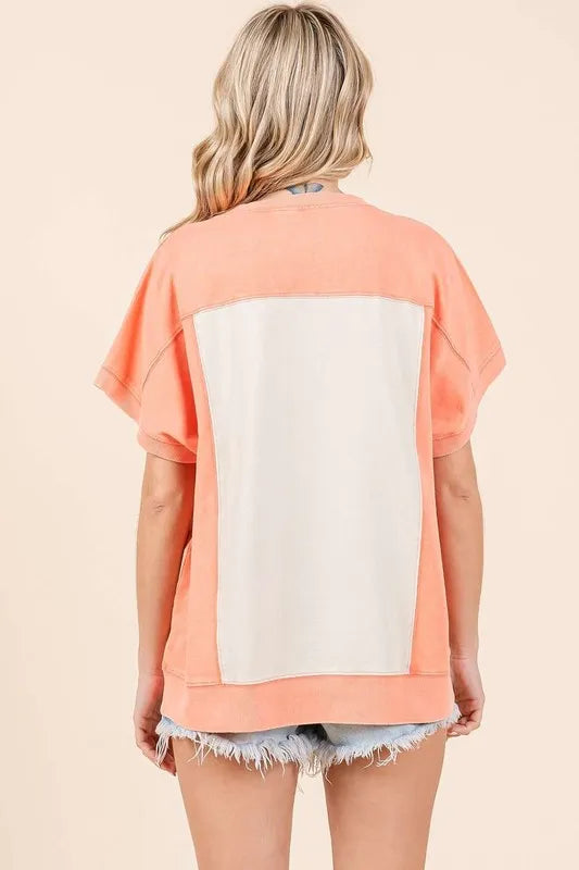 Mittoshop Oversized Color Block Short Sleeve T-Shirt - Brittney MADE