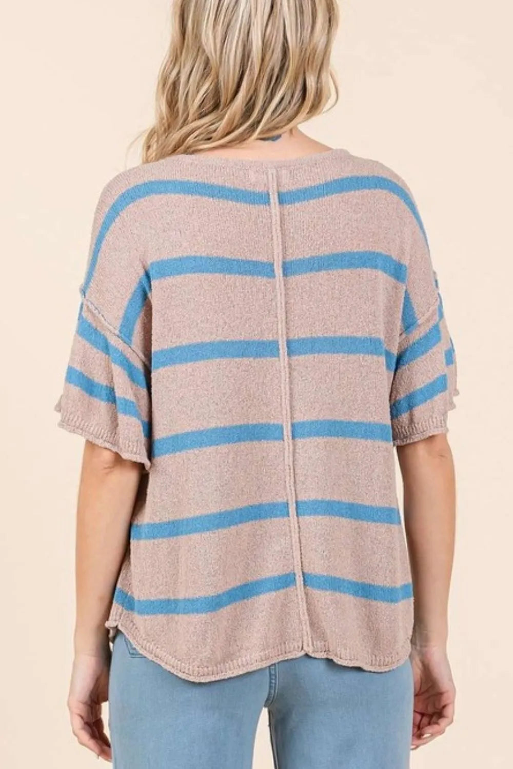 Mittoshop Striped Flounce Sleeve Knit Top - Brittney MADE