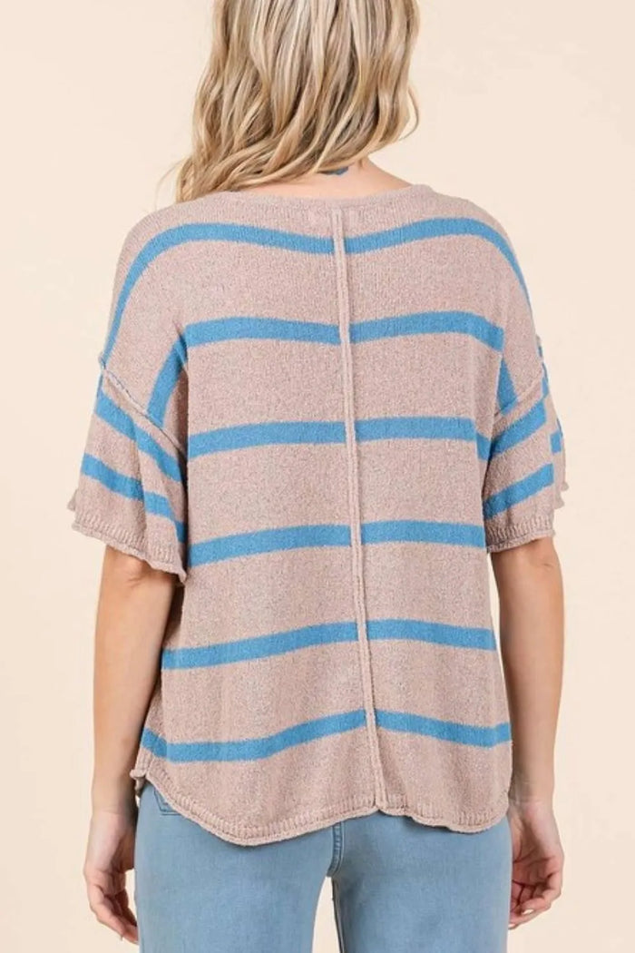 Mittoshop Striped Flounce Sleeve Knit Top - Brittney MADE