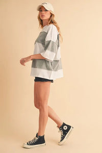 Aemi+Co Color Block Round Neck Short Sleeve T-Shirt - Brittney MADE