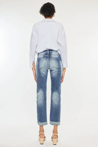 Kancan High Rise Cuffed Straight Jeans - Brittney MADE