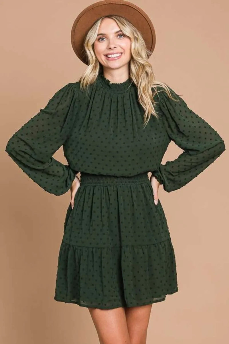 Culture Code Swiss Dot Smock Neck Mini Dress with Pockets - Brittney MADE