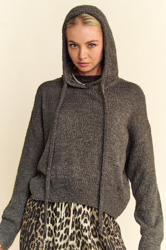 Davi & Dani Drop Shoulder Long Sleeve Hooded Sweater - Brittney MADE