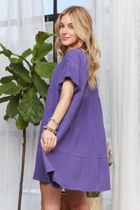 ADORA Tiered Notched Short Sleeve Dress - Brittney MADE