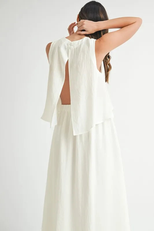 MABLE Wrinkled Round Neck Swing Top and Skirt Set - Brittney MADE