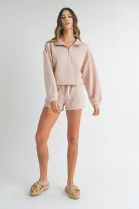 MABLE Half Zip Sweatshirt and Shorts Set - Brittney MADE