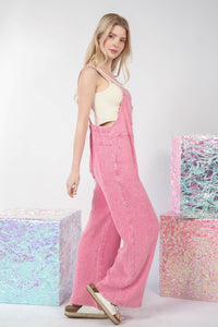 VERY J Texture Washed Wide Leg Overalls - Brittney MADE