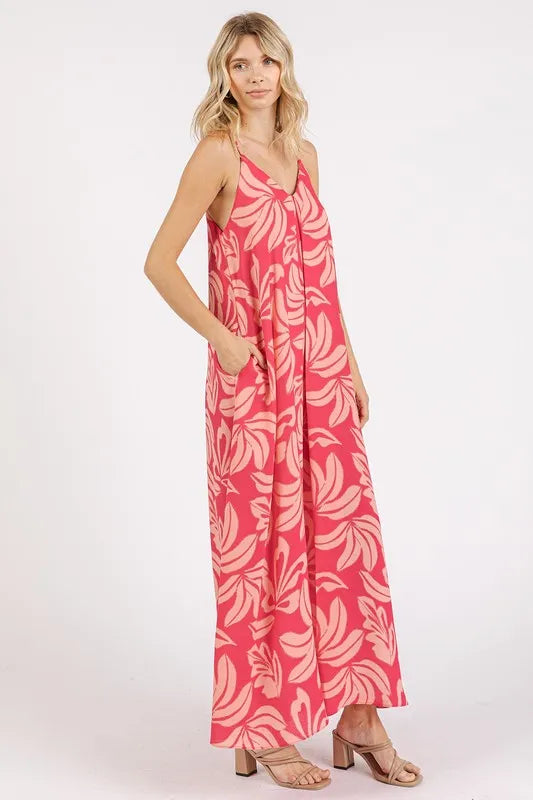 Mittoshop Printed V-Neck Maxi Cami Dress with Pockets - Brittney MADE