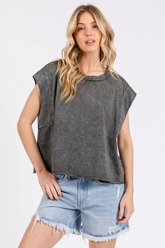 Mittoshop Round Neck Cap Sleeve T-Shirt - Brittney MADE