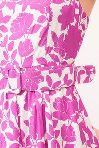 And The Why Square Neck Belted Floral Printed Midi Dress - Brittney MADE