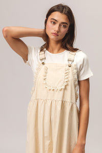 BiBi Back Patch Pocket Lace Trim Rompers - Brittney MADE