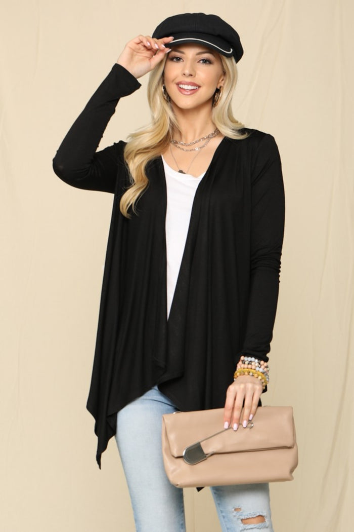 Celeste Full Size Open Front Knit Cardigan - Brittney MADE