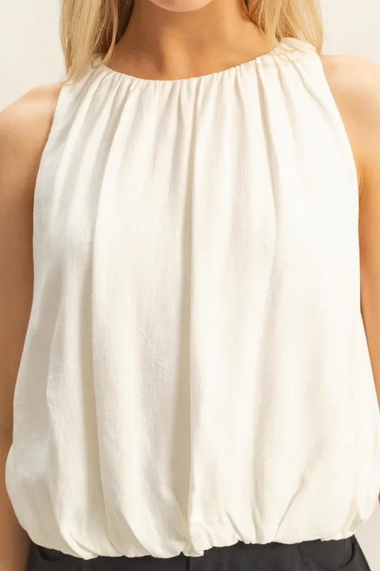 HYFVE Bubble Hem Round Neck Sleeveless Blouse - Brittney MADE