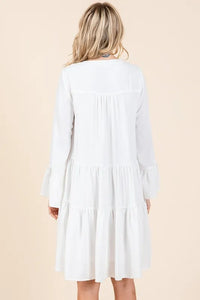 Mittoshop Tiered Notched Flare Sleeve Dress - Brittney MADE