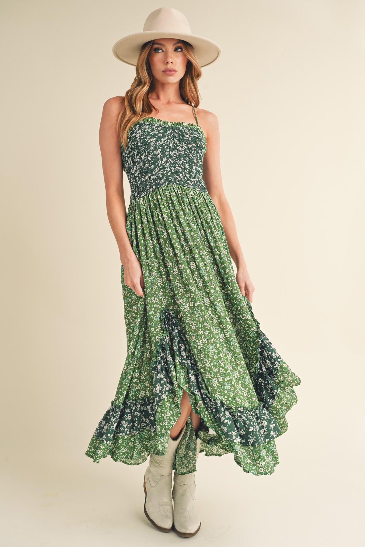 Aemi + Co Ditsy Floral Ruffled Hem Maxi Cami Dress - Brittney MADE