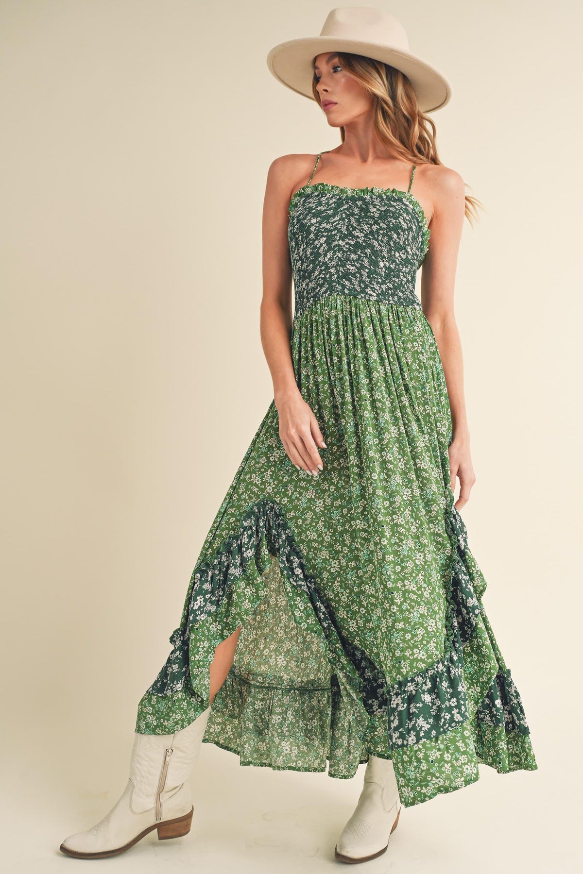 Aemi + Co Ditsy Floral Ruffled Hem Maxi Cami Dress - Brittney MADE