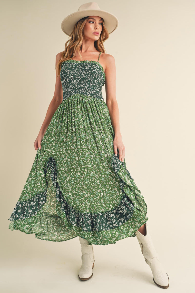 Aemi + Co Ditsy Floral Ruffled Hem Maxi Cami Dress - Brittney MADE
