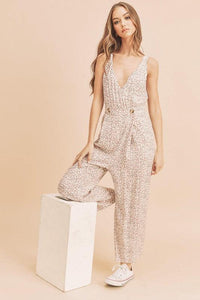 Aemi + Co Ditsy Floral Surplice Sleeveless Wide Leg Jumpsuit - Brittney MADE