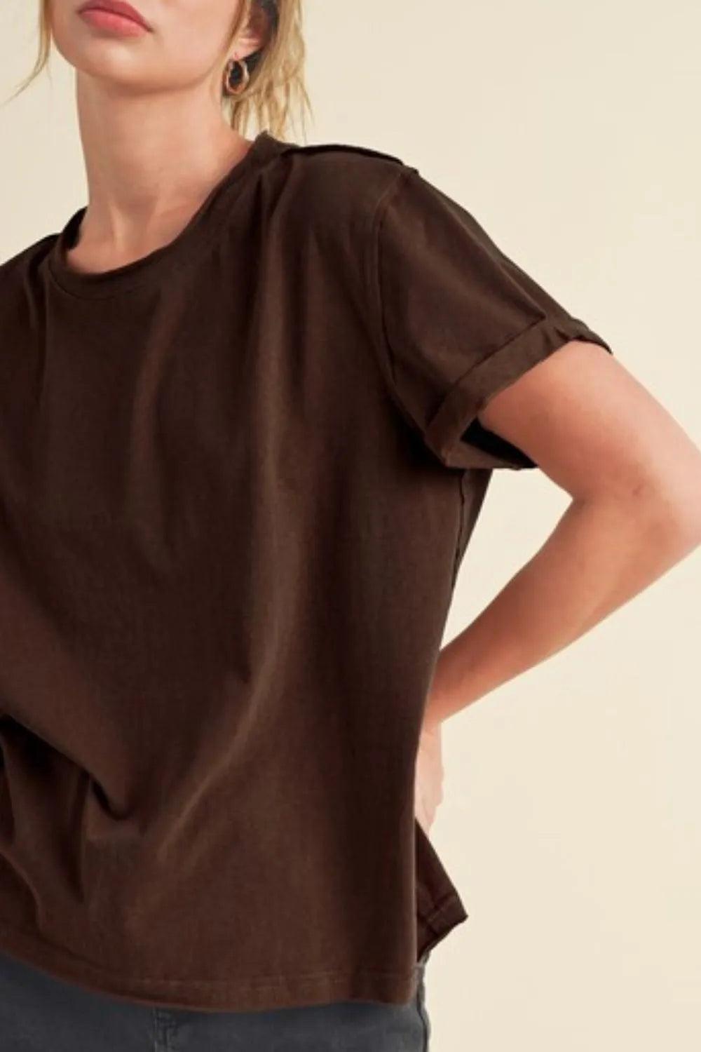 Aemi + Co Exposed Seam Round Neck Short Sleeve T-Shirt - Brittney MADE