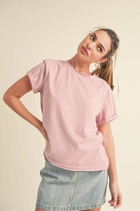Aemi + Co Exposed Seam Round Neck Short Sleeve T-Shirt - Brittney MADE