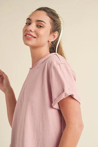 Aemi + Co Exposed Seam Round Neck Short Sleeve T-Shirt - Brittney MADE