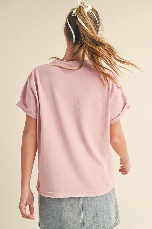 Aemi + Co Exposed Seam Round Neck Short Sleeve T-Shirt - Brittney MADE