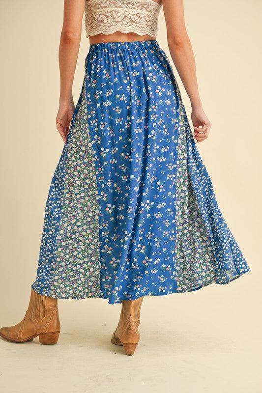 Aemi + Co Floral Elastic Waist Maxi Skirt - Brittney MADE
