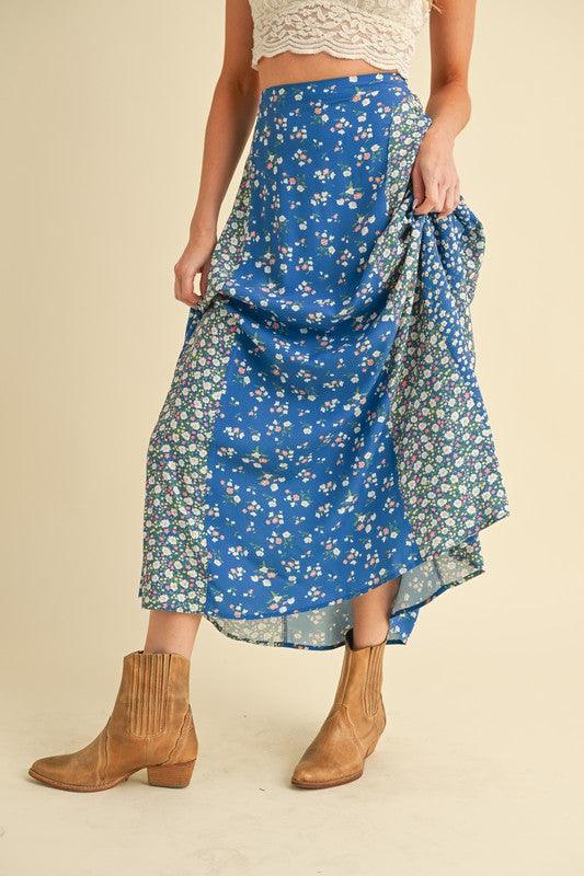 Aemi + Co Floral Elastic Waist Maxi Skirt - Brittney MADE