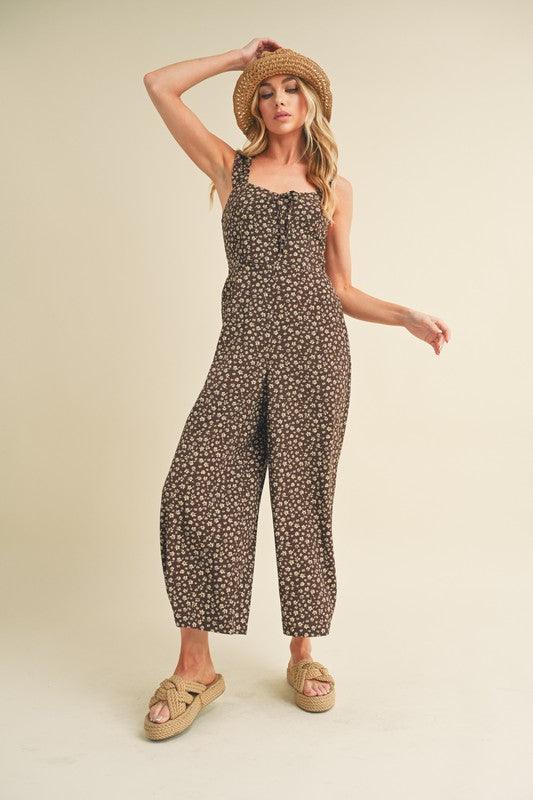 Aemi + Co Floral Sweetheart Neck Wide Leg Jumpsuit - Brittney MADE