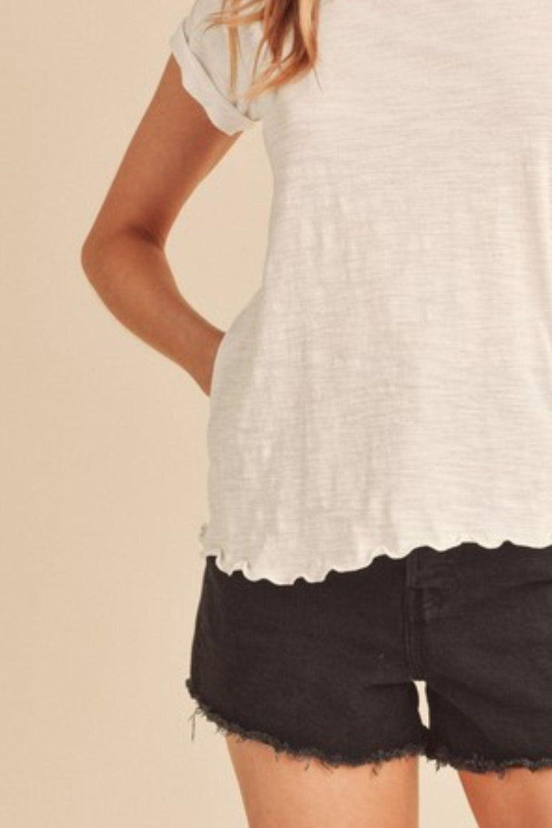 Aemi + Co Lettuce Edge Round Neck Short Sleeve T-Shirt - Brittney MADE