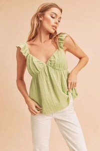 Aemi + Co Sweetheart Neck Ruffled Strap Top - Brittney MADE