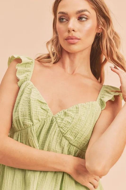 Aemi + Co Sweetheart Neck Ruffled Strap Top - Brittney MADE