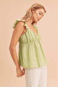 Aemi + Co Sweetheart Neck Ruffled Strap Top - Brittney MADE
