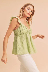 Aemi + Co Sweetheart Neck Ruffled Strap Top - Brittney MADE