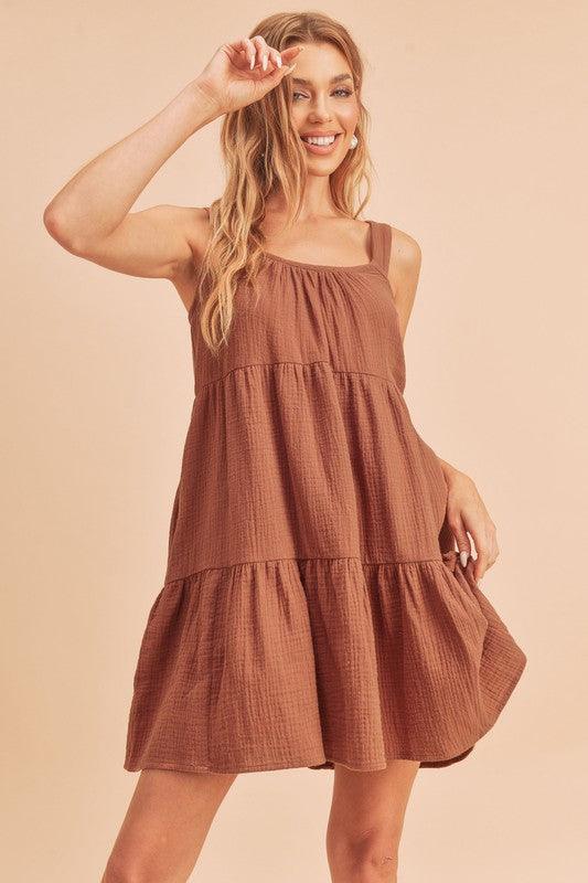 Aemi+Co Tiered Mini Cami Dress with Pockets - Brittney MADE