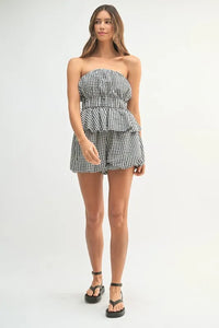 MABLE Gingham Tube Top and Shorts Set - Brittney MADE
