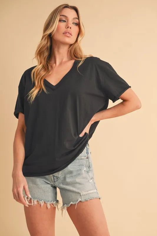 Aemi+Co V-Neck Short Sleeve T-Shirt - Brittney MADE