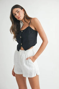 MABLE Linen Mix Button Down Tank Top - Brittney MADE