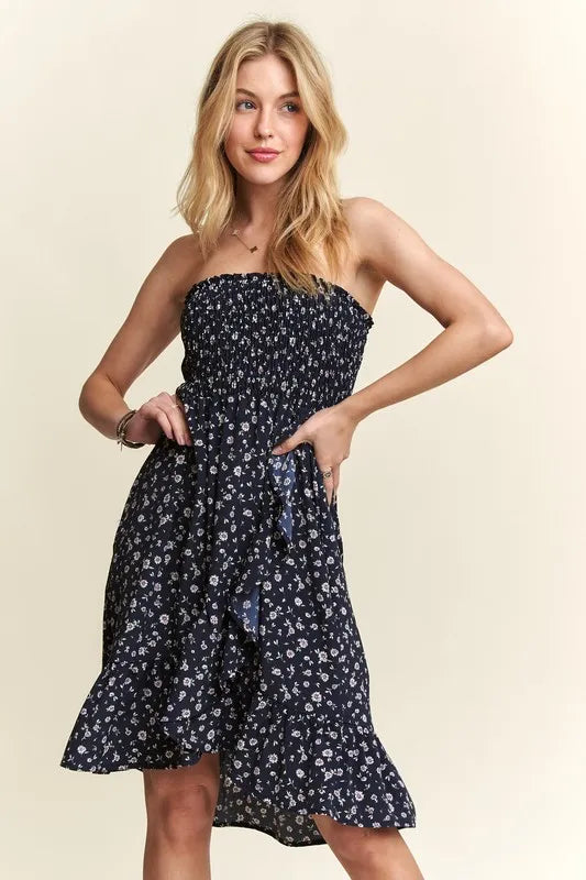 ADORA Smocked Floral Tube Dress with Pockets - Brittney MADE