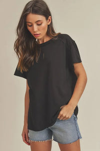 Aemi + Co Exposed Seam Round Neck Short Sleeve T-Shirt - Brittney MADE