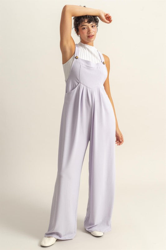 HYFVE Pleated Detail Front Pocket Wide Strap Overalls - Brittney MADE
