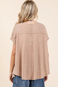 Mittoshop Mineral Wash Waffle Knit Pointed Hem Oversized Top - Brittney MADE
